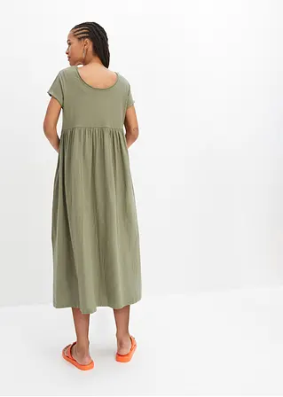 Bonprix Schönes Midi Shirtkleid Mit Schlitz - Grün Petite