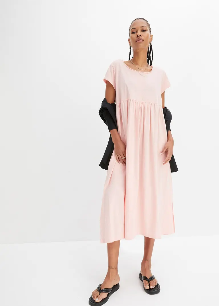 Bonprix Schönes Midi Shirtkleid Mit Schlitz - Rosa Petite