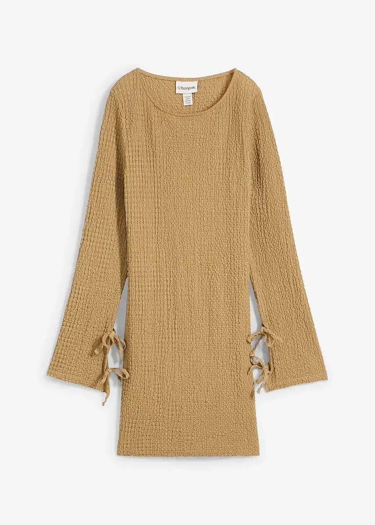 bonprix Schönes Minikleid mit Schnürung und Struktur - braun