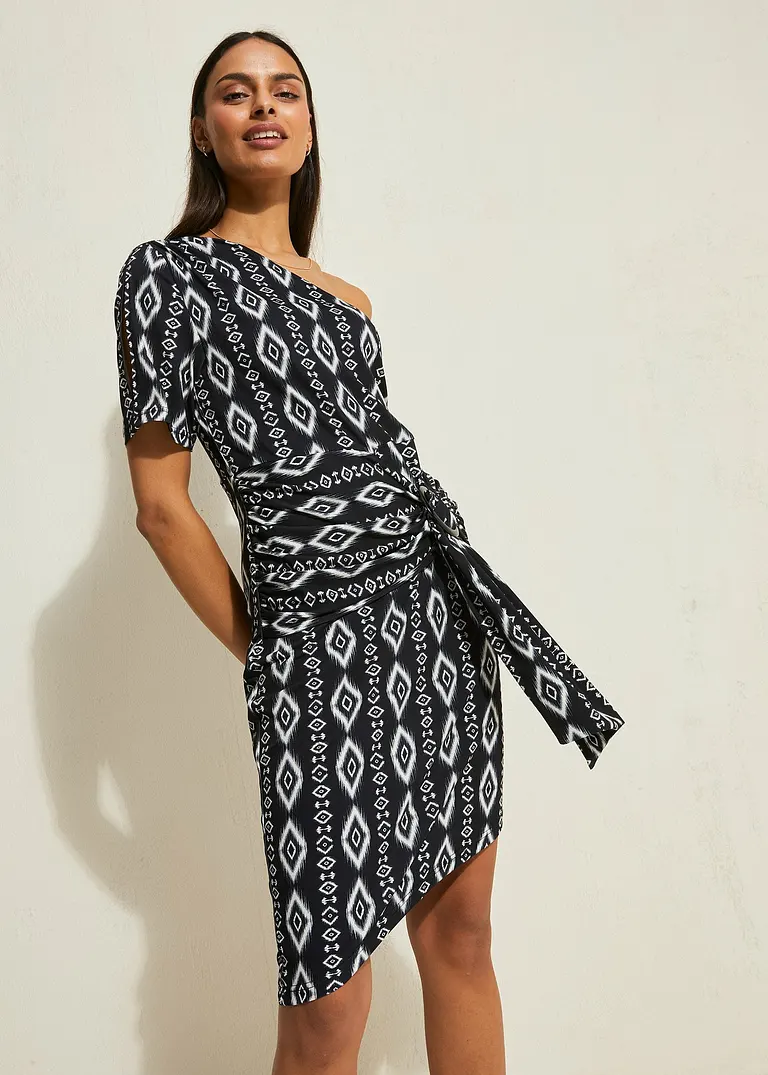 Bonprix Schönes One -Schoulder Kleid Mit Asymmetrischen Saum - Schwarz