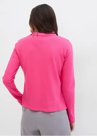 Bonprix Schönes Piqué-Poloshirt Mit Langen Ärmeln - Pink