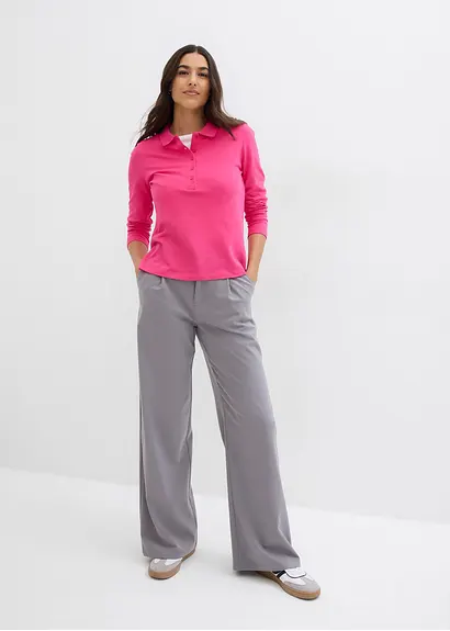 Bonprix Schönes Piqué-Poloshirt Mit Langen Ärmeln - Pink