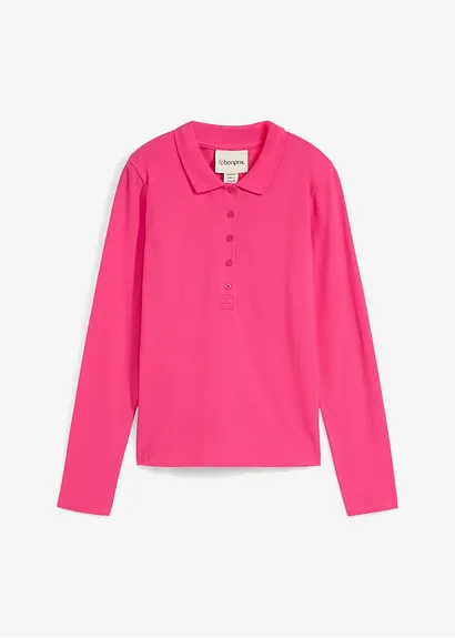 bonprix Schönes Piqué-Poloshirt mit langen Ärmeln - pink