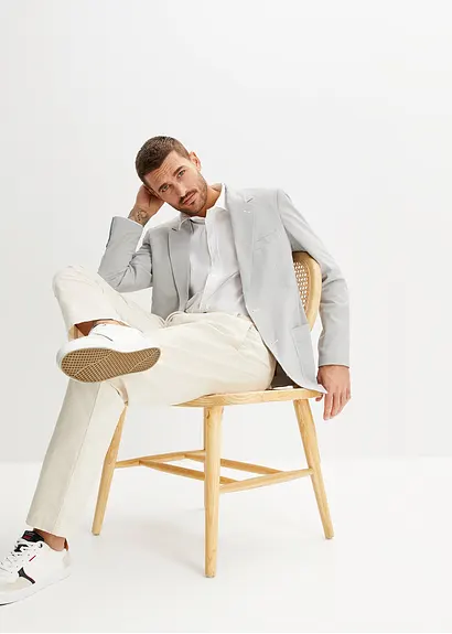 Bonprix Schönes Sakko Mit Gestreiften Muster - Weiß - Herren