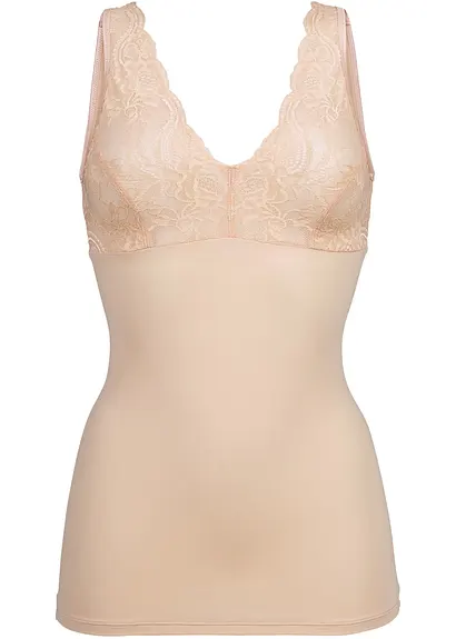 bonprix Schönes Shapetop mit Spitzenbesatz mit mittlerer Formkraft - grau