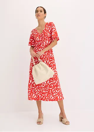 Bonprix Schönes Sommerkleid Mit Weitfallenden Ärmeln Und Smoke Am Ausschnitt