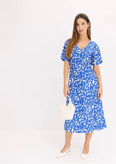 Bonprix Schönes Sommerkleid Mit Weitfallenden Ärmeln Und Smoke Am Ausschnitt