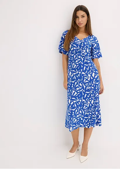 Bonprix Schönes Sommerkleid Mit Weitfallenden Ärmeln Und Smoke Am Ausschnitt