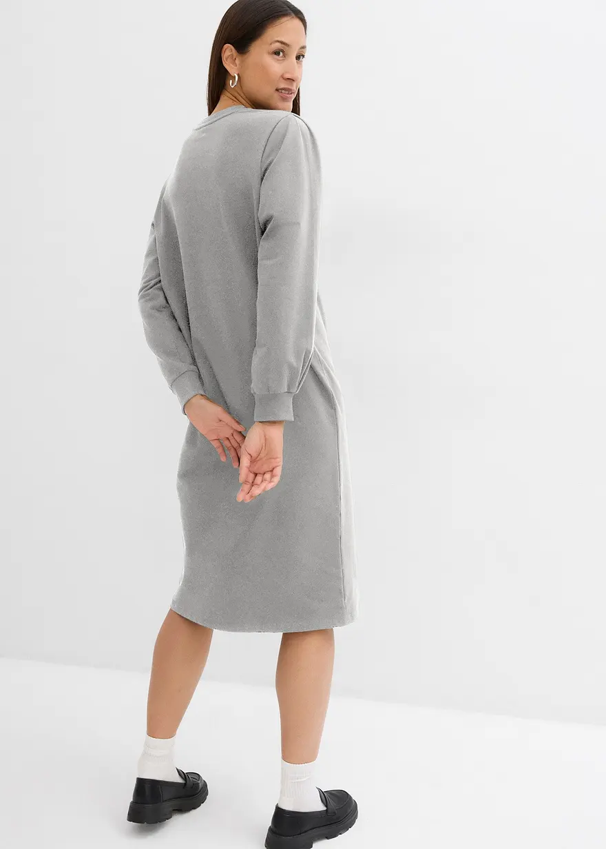 Bonprix Schönes Sweatkleid Mit Puffärmeln - Grau - Damen