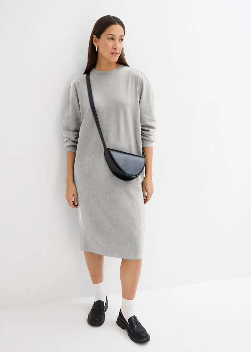 Bonprix Schönes Sweatkleid Mit Puffärmeln - Grau - Damen