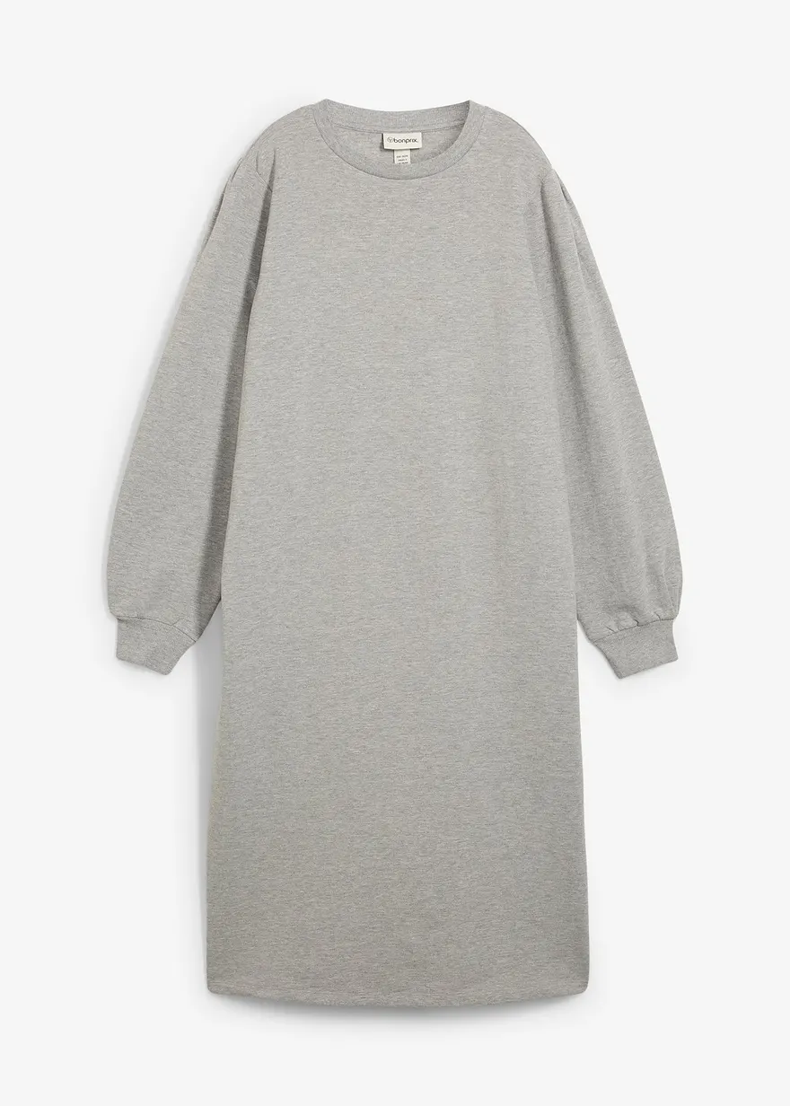 bonprix Schönes Sweatkleid mit Puffärmeln - grau - Damen