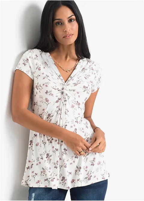 Bonprix Sehr Feminines Shirt Mit Raffinierter Schnittführung - Weiß