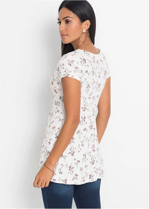 Bonprix Sehr Feminines Shirt Mit Raffinierter Schnittführung - Weiß