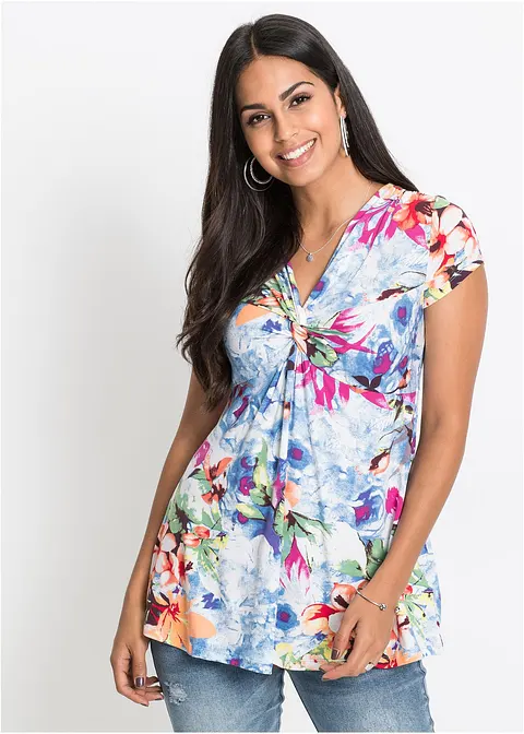 Bonprix Sehr Feminines Shirt Mit Raffinierter Schnittführung - Blau