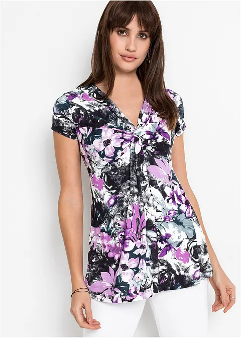 Bonprix Sehr Feminines Shirt Mit Raffinierter Schnittführung - Schwarz