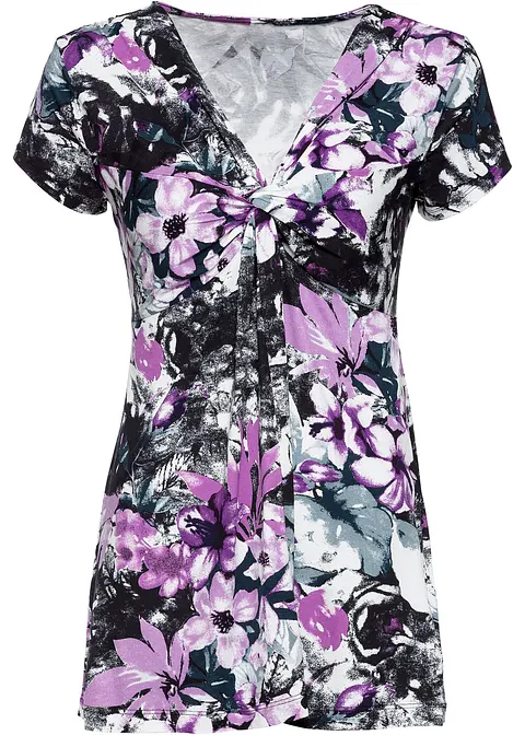 bonprix Sehr feminines Shirt mit raffinierter Schnittführung - schwarz
