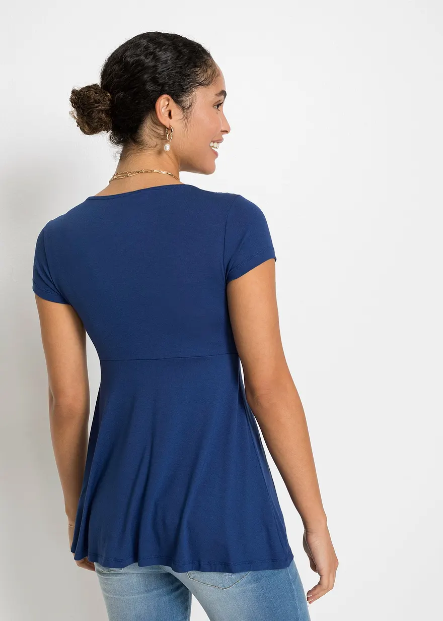 Bonprix Sehr Feminines Shirt Mit Raffinierter Schnittführung - Blau