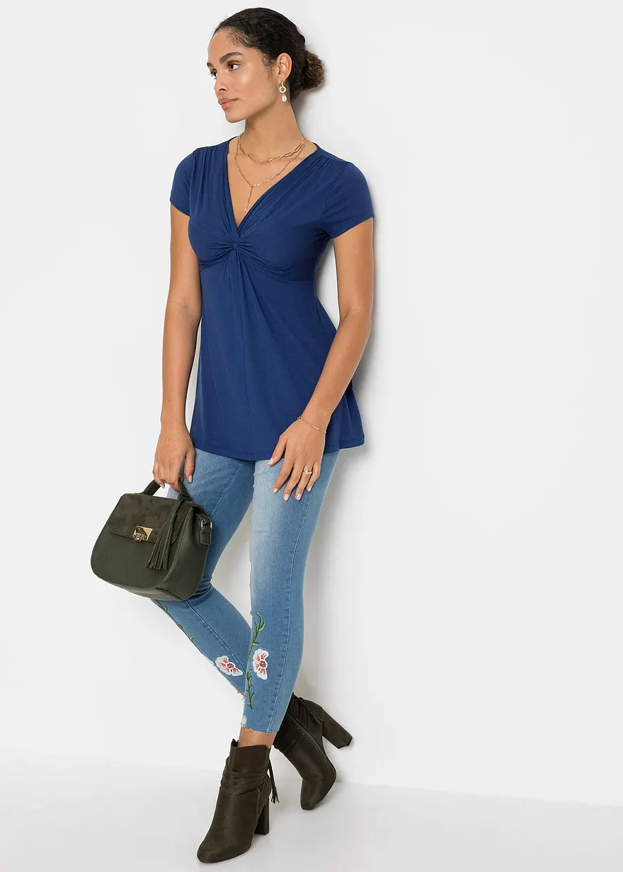 Bonprix Sehr Feminines Shirt Mit Raffinierter Schnittführung - Blau