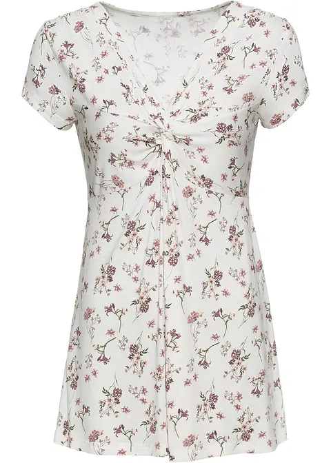 bonprix Sehr feminines Shirt mit raffinierter Schnittführung - weiß