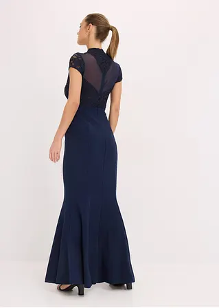 Bonprix Sexy Abendkleid In Mermaid-Shape Mit Kragen Und Transparentem Mesh-Einsatz Im Oberteil