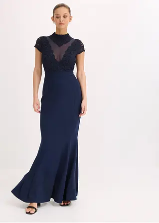 Bonprix Sexy Abendkleid In Mermaid-Shape Mit Kragen Und Transparentem Mesh-Einsatz Im Oberteil