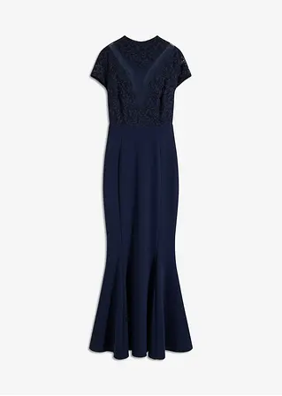 bonprix Sexy Abendkleid in Mermaid-Shape mit Kragen und transparentem Mesh-Einsatz im Oberteil