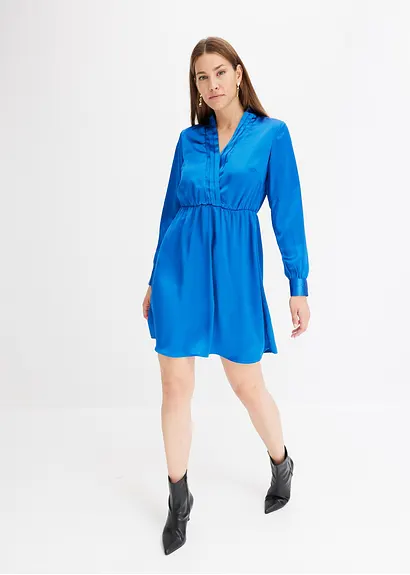 Bonprix Sexy Kleid Aus Glänzendem Material - Blau - Damen