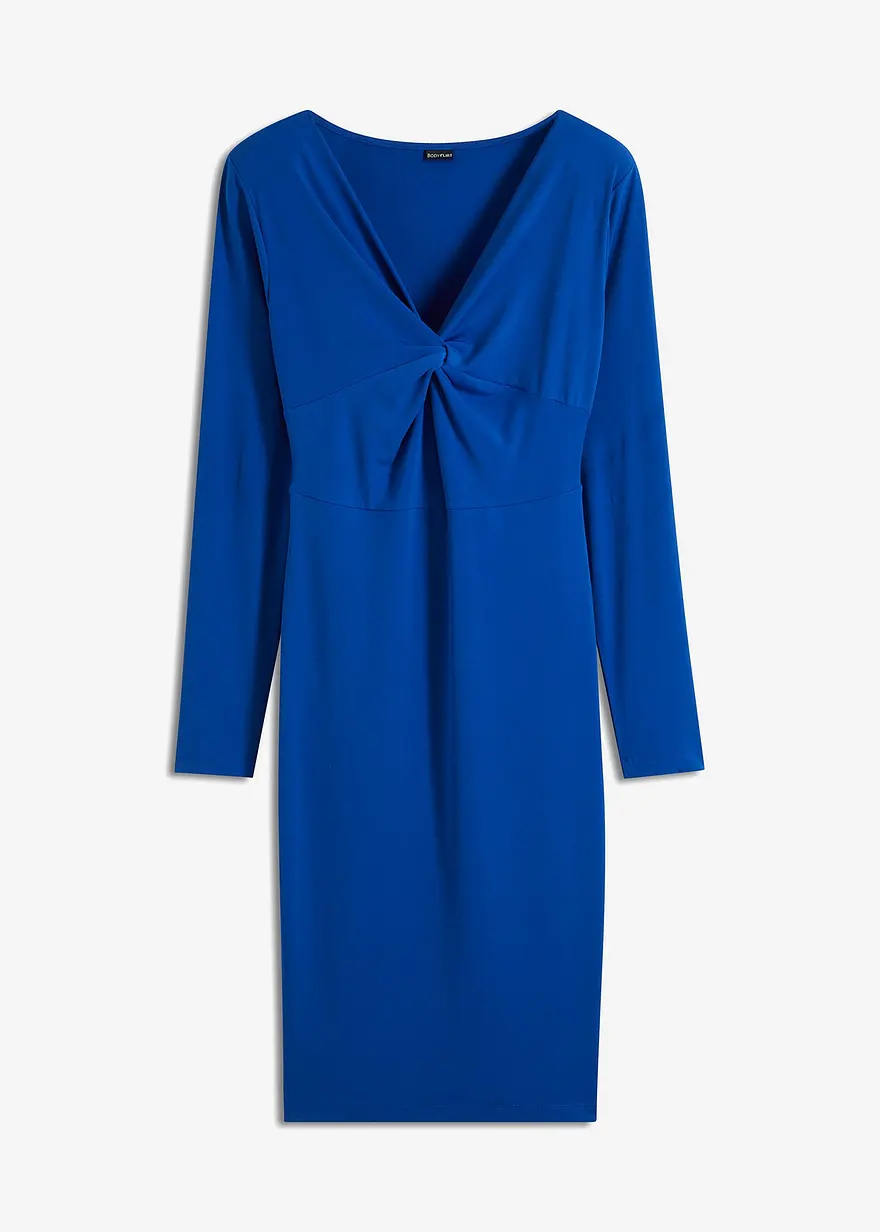 bonprix Sexy Kleid mit tiefem Ausschnitt und Drapierung - blau