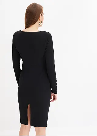 Bonprix Sexy Kleid Mit Tiefem Ausschnitt Und Drapierung - Schwarz - Damen