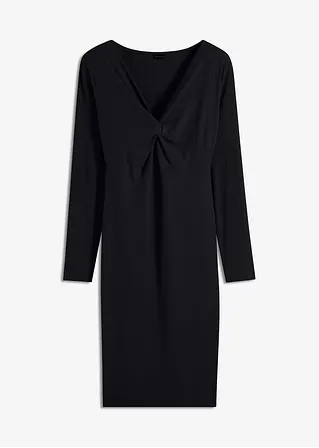 bonprix Sexy Kleid mit tiefem Ausschnitt und Drapierung - schwarz - Damen