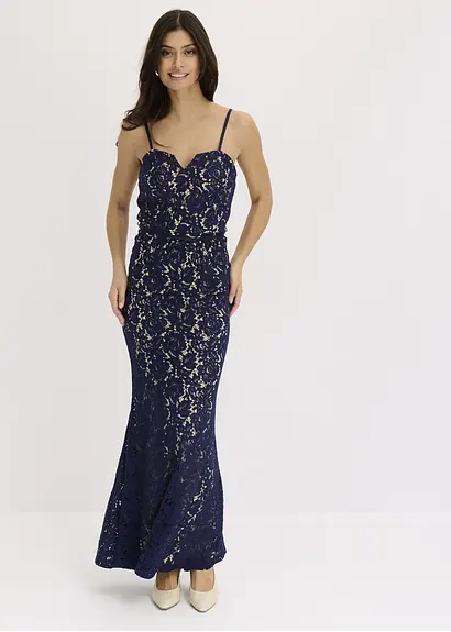 Bonprix Sexy Und Feminin: Abendkleid Aus Spitze Mit Trägern Und Satin-Band In Der Taille
