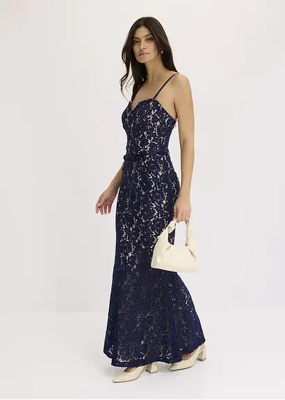 Bonprix Sexy Und Feminin: Abendkleid Aus Spitze Mit Trägern Und Satin-Band In Der Taille
