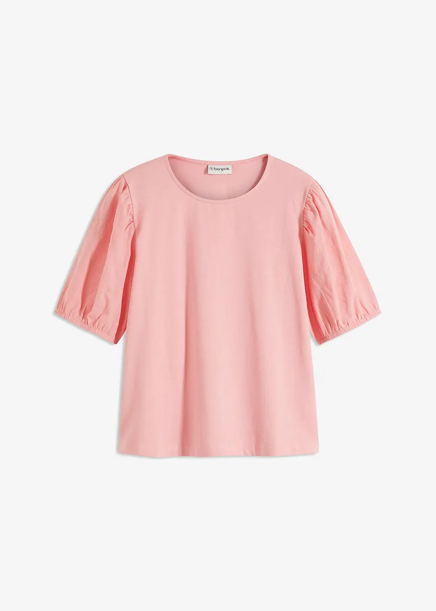 bonprix Shirt aus weichem Jersey und Puffärmeln mit Gummizug - rosa