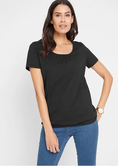 Bonprix Shirt Mit Elastischem Gummibund Am Saum Und Rundhalsausschnitt