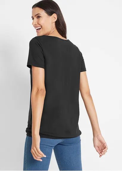 Bonprix Shirt Mit Elastischem Gummibund Am Saum Und Rundhalsausschnitt