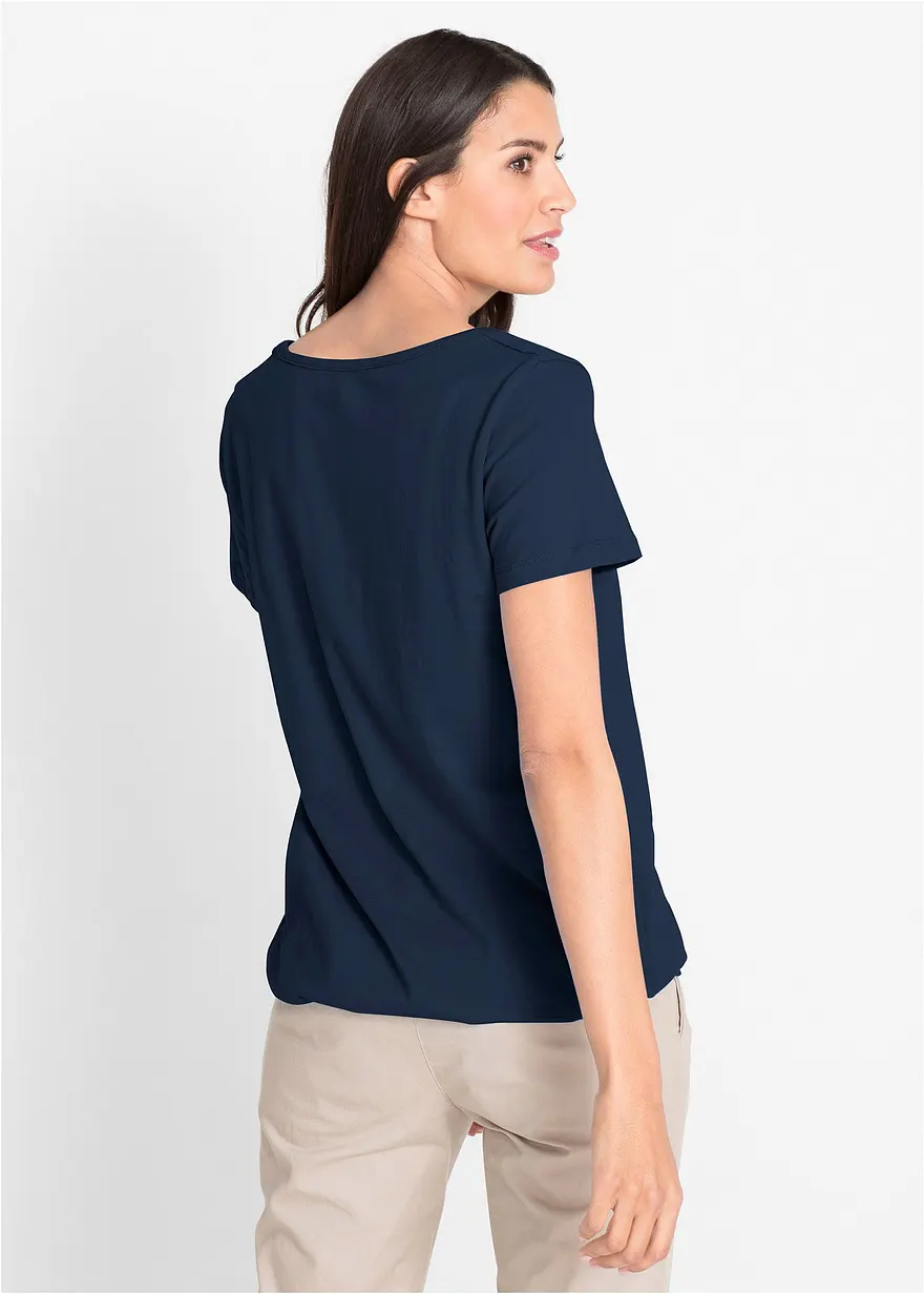 Bonprix Shirt Mit Elastischem Gummibund Am Saum Und Rundhalsausschnitt