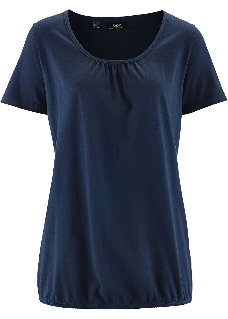 bonprix Shirt mit elastischem Gummibund am Saum und Rundhalsausschnitt