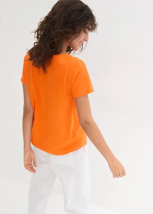 Bonprix Shirt Mit Elastischem Gummibund Am Saum Und Rundhalsausschnitt