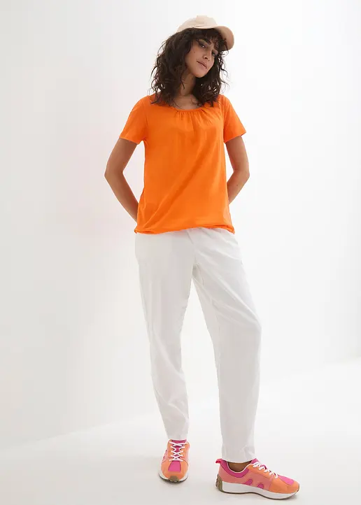 Bonprix Shirt Mit Elastischem Gummibund Am Saum Und Rundhalsausschnitt