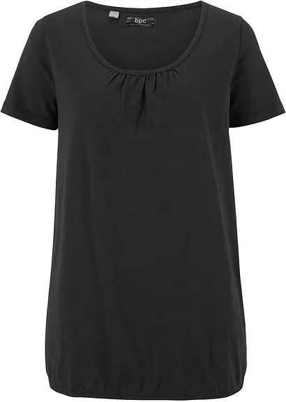 bonprix Shirt mit elastischem Gummibund am Saum und Rundhalsausschnitt