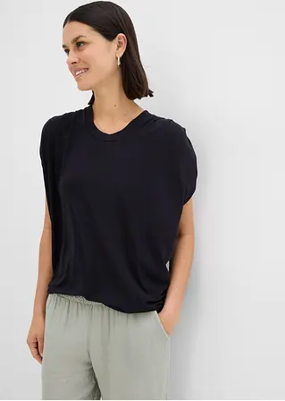 Bonprix Shirt Mit Rundhalsausschnitt In Bequemer Passform - Schwarz