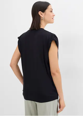 Bonprix Shirt Mit Rundhalsausschnitt In Bequemer Passform - Schwarz