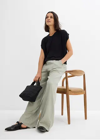 Bonprix Shirt Mit Rundhalsausschnitt In Bequemer Passform - Schwarz