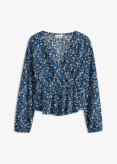 bonprix Shirt mit Struktur und Gummibund in der Taille - blau