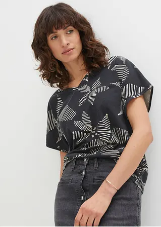 Bonprix Shirt-Tunika Mit Modischem Print - Schwarz - Damen