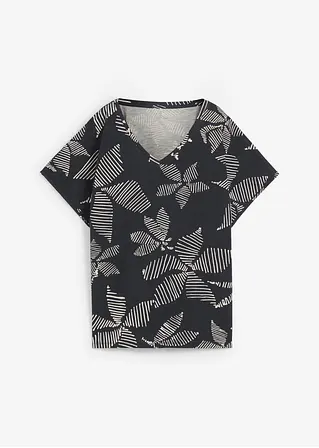 bonprix Shirt-Tunika mit modischem Print - schwarz - Damen