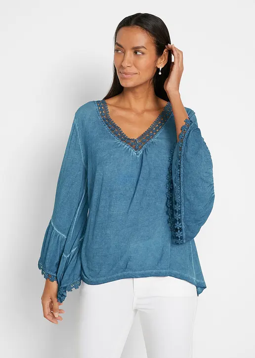 Bonprix Shirt-Tunika Mit Spitze Am Halsausschnitt Und An Den Ärmeln