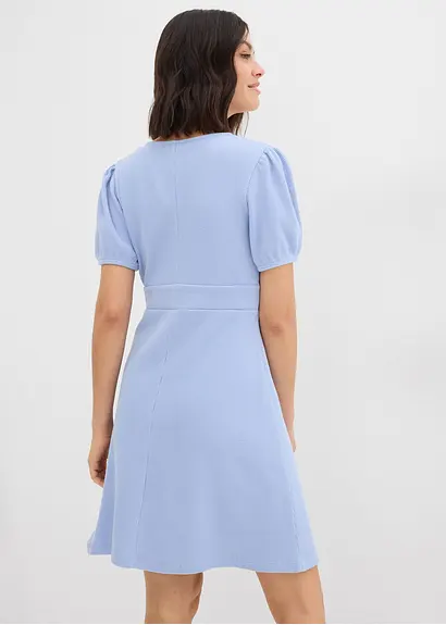 Bonprix Shirtkleid Aus Reiner Baumwolle In Waffeloptik - Blau