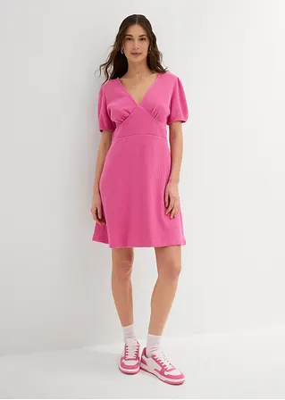 Bonprix Shirtkleid Aus Reiner Baumwolle In Waffeloptik - Pink