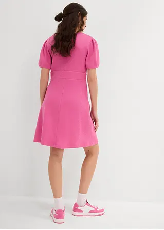 Bonprix Shirtkleid Aus Reiner Baumwolle In Waffeloptik - Pink
